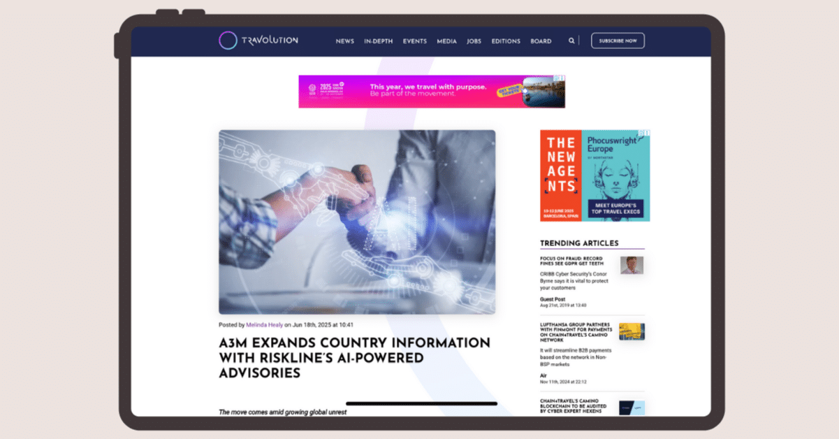Riskline Travel Advisories Integration at A3M